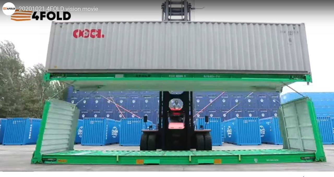 4Fold Container being folded by forklift-1